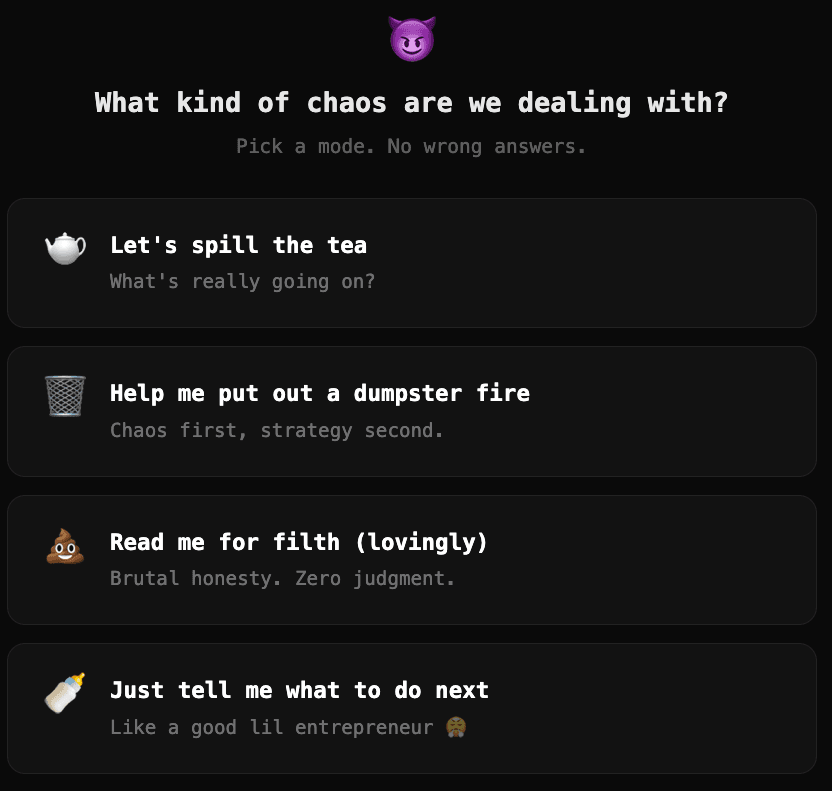 Drag-Bot — mode selector interface