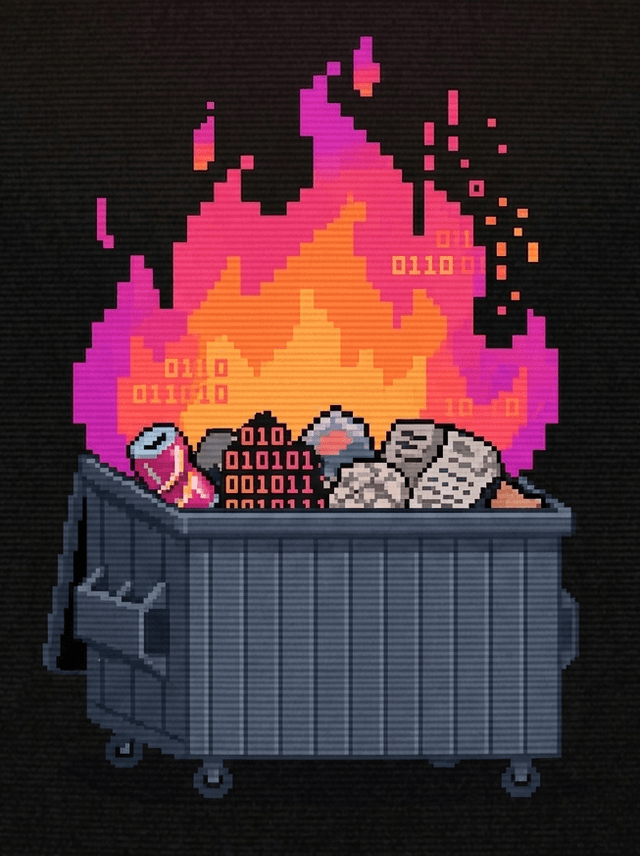 Garbage can on fire pixel art